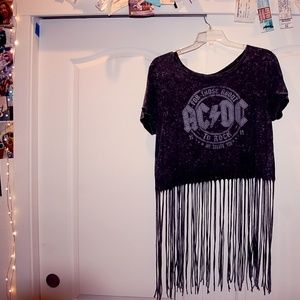 ACDC fringe tie dye tee